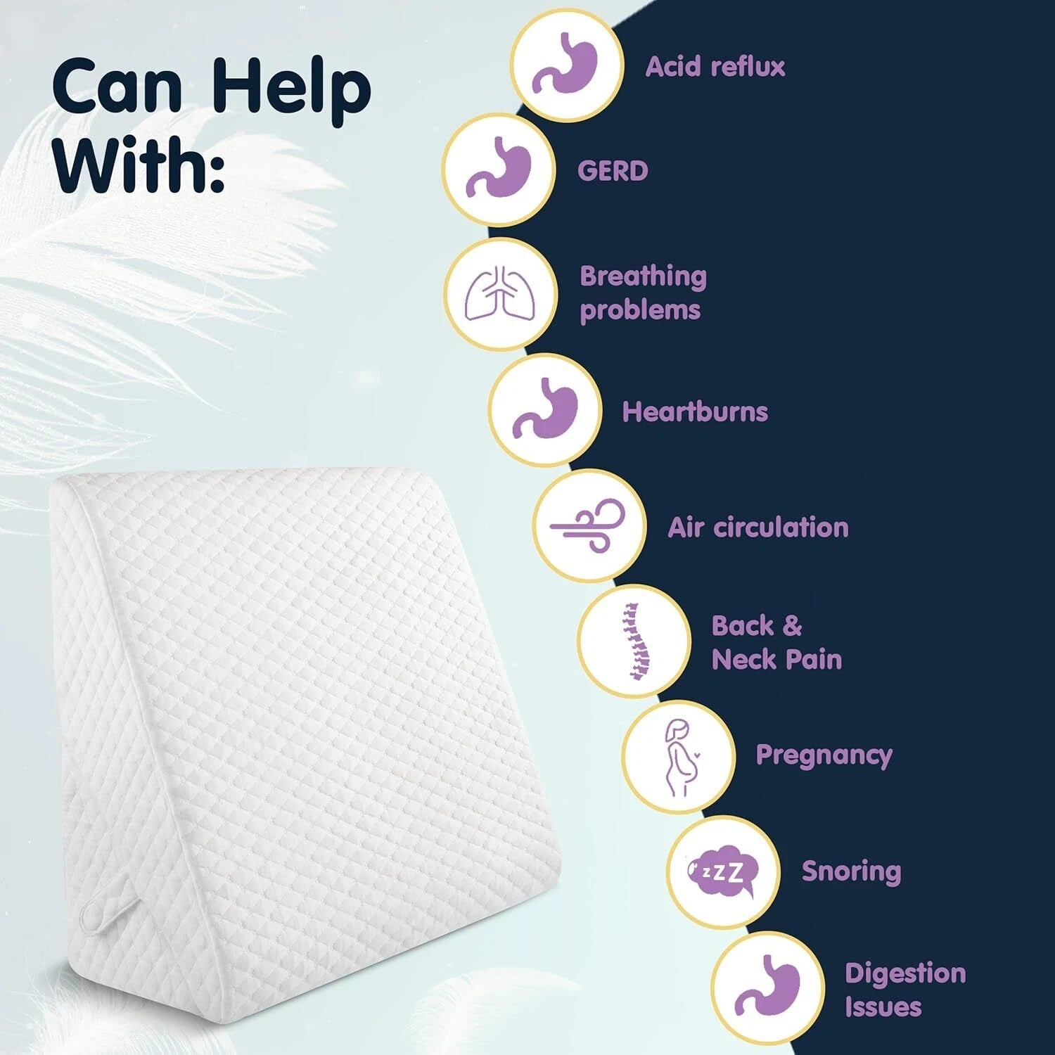 Adjustable Wedge Pillow for Sleep - For relief of sleep apnea, 07FC0E-D4 - KOEEK