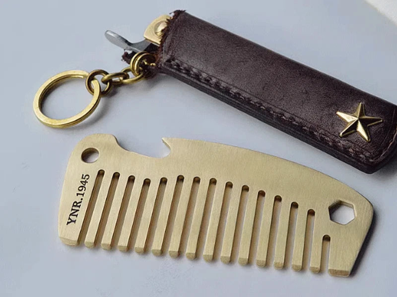 Solid Brass Comb Pocket Multi Tools Comb Bottle Opener Wrench Man EDC Gift 07FC0E-D4 - KOEEK
