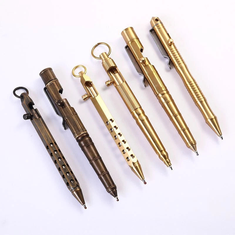 Quality Solid Brass Bolt Action Ball Point Pen Copper Art Craft Pocket EDC Gift 07FC0E-D4 - KOEEK