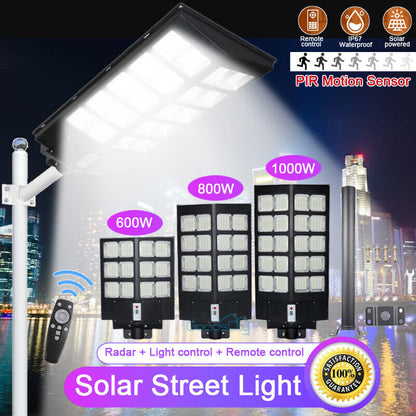 new 990000000000LM 1000W Watts Commercial Solar Street Light Parking Lot Road Lamp