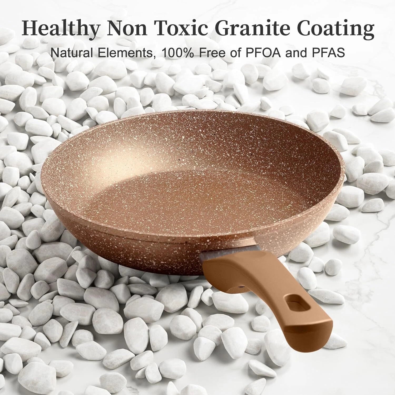 Frying Pan Set with Lid - Nonstick Cookware Set 3 Piece, Granite Cookware Set 07FC0E-D4 - KOEEK