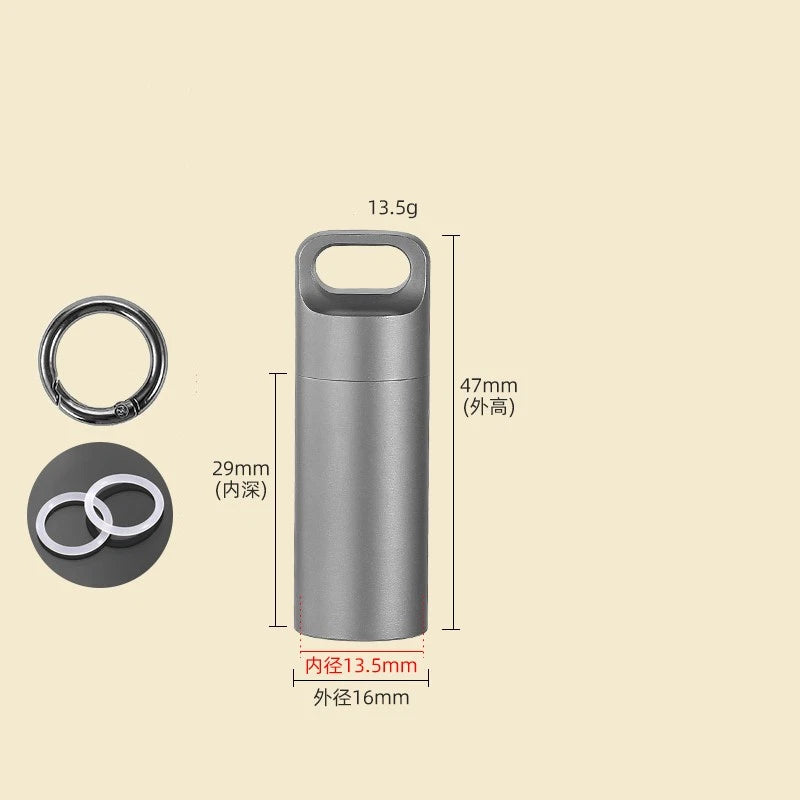 Titanium Pill Case Portable Keychain Waterproof Pill Holder Container Organizer 07FC0E-D4 - KOEEK