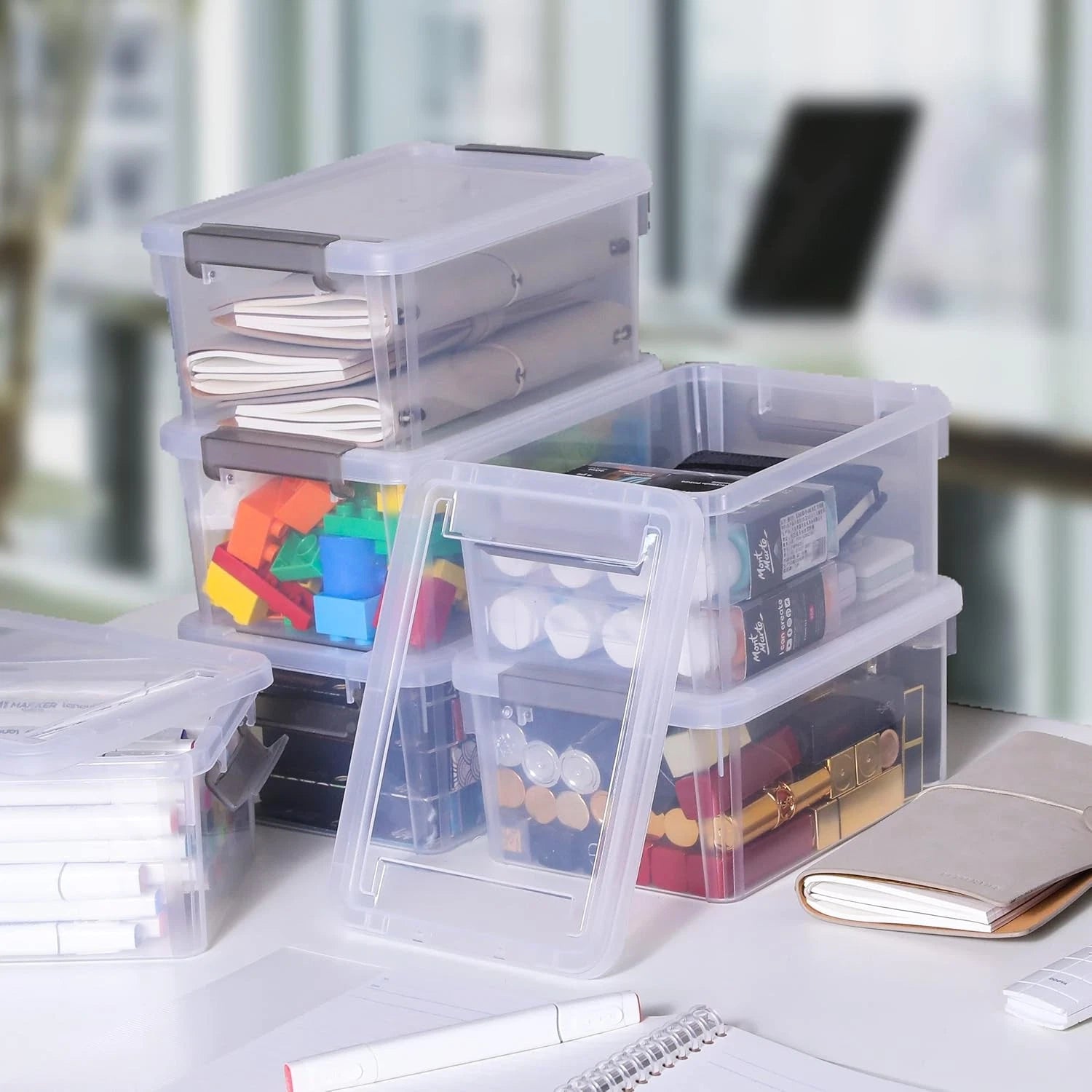 4-piece set of small storage boxes with lids 3.2liter plastic storage containers 07FC0E-D4 - KOEEK