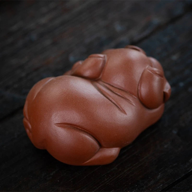 8.9cm Yixing Purple Clay Handcarved Wealth Pig Tea Pet Auspicious Ornament 07FC0E-D4 - KOEEK