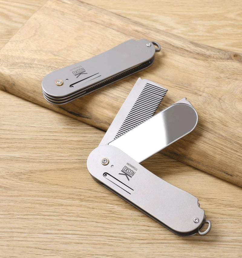 EDC Titanium Comb Folding for Beard Shaving Hair Style Pocket Carry Keychain Hot 07FC0E-D4 - KOEEK