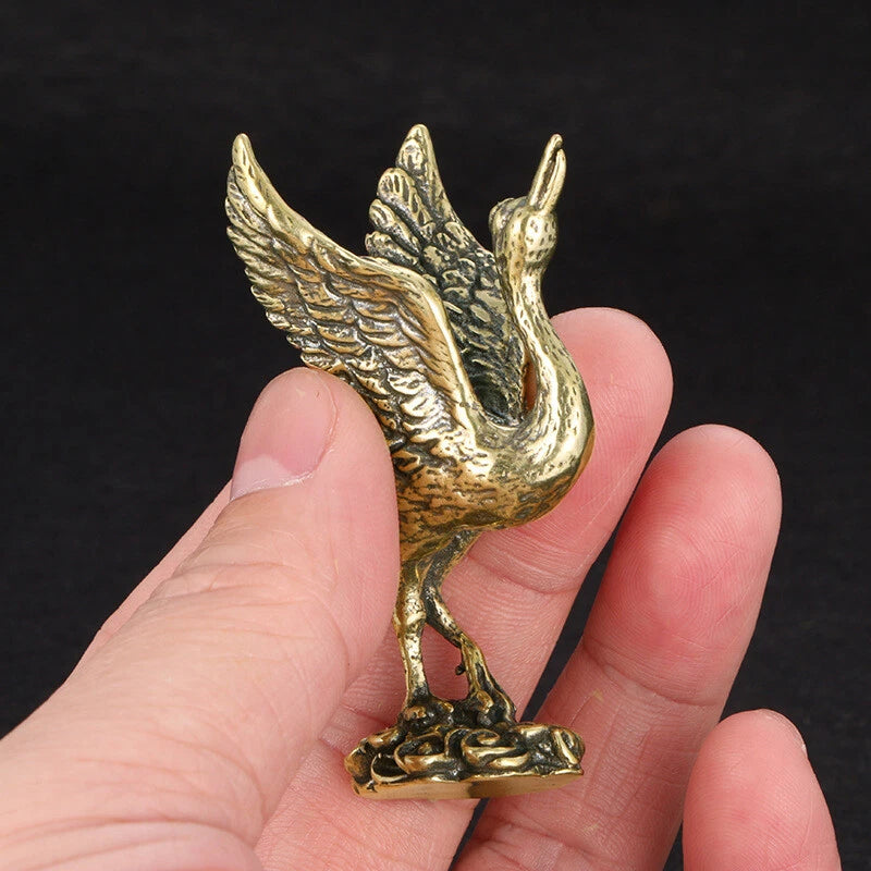 Solid Brass Crane Figurine Small Statue Home Ornament Figurines Animal Gifts Toy 07FC0E-D4 - KOEEK