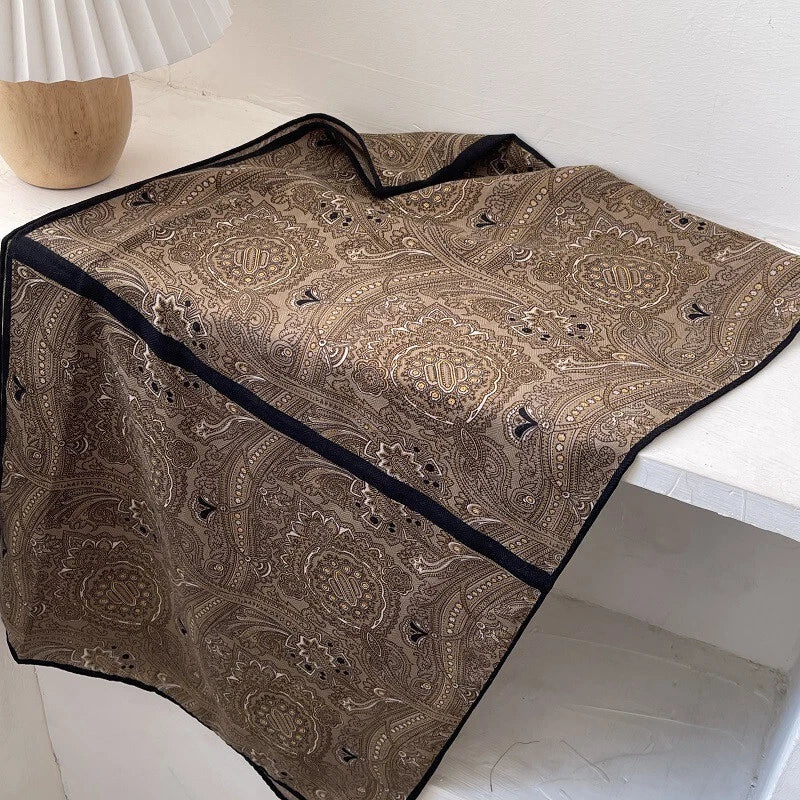 Mens Paisley Pattern Old Money Style Neutral Color Scarf Shawl Velvet Bandana 07FC0E-D4 - KOEEK