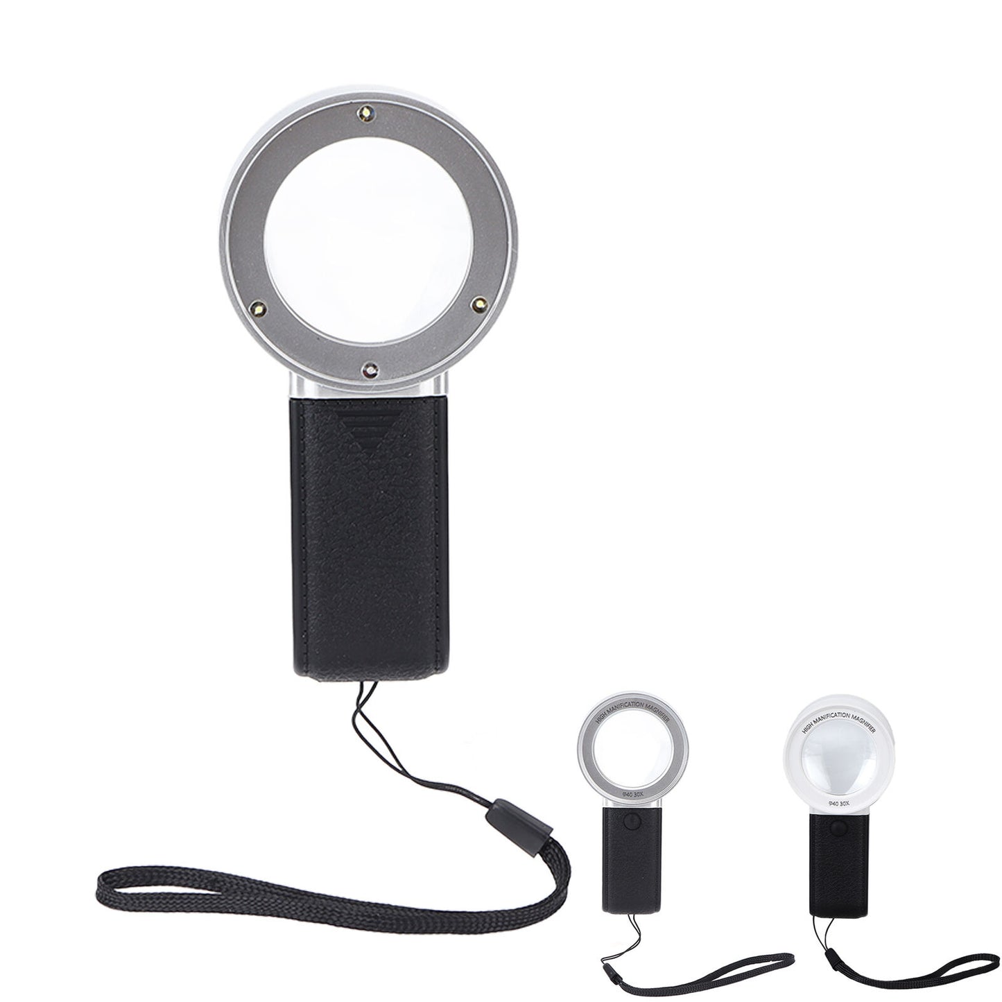 new Lighted Magnifying Glass Handheld 30X Magnification 3 LED Lights 1 UV Light ABE koeek - KOEEK