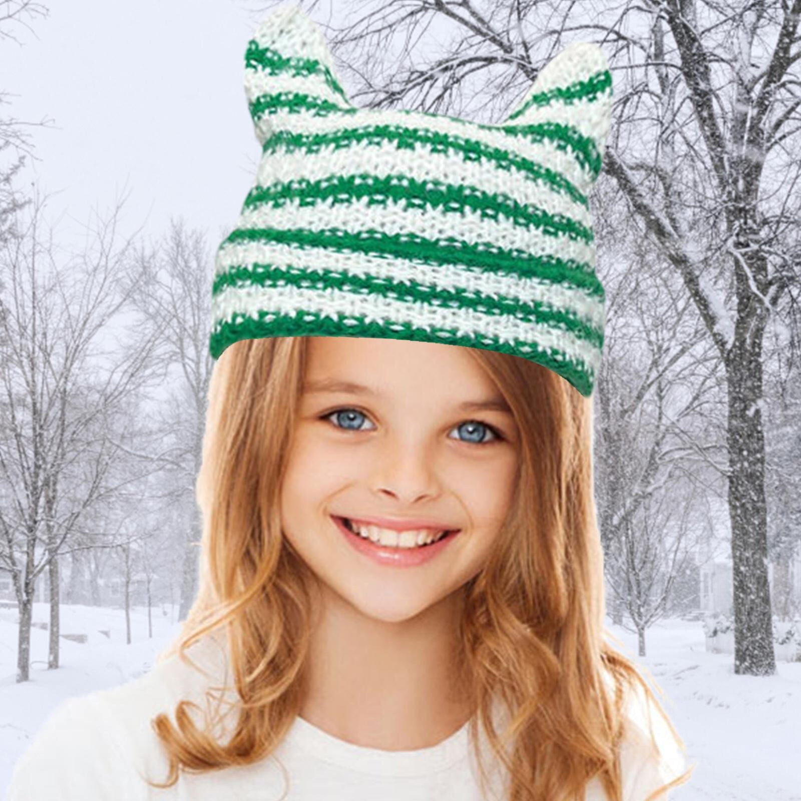 ny Cat Hat Voksen Komfortabel Myk Beanie Caps for Winter Cat Ear Beanie Hats Søt