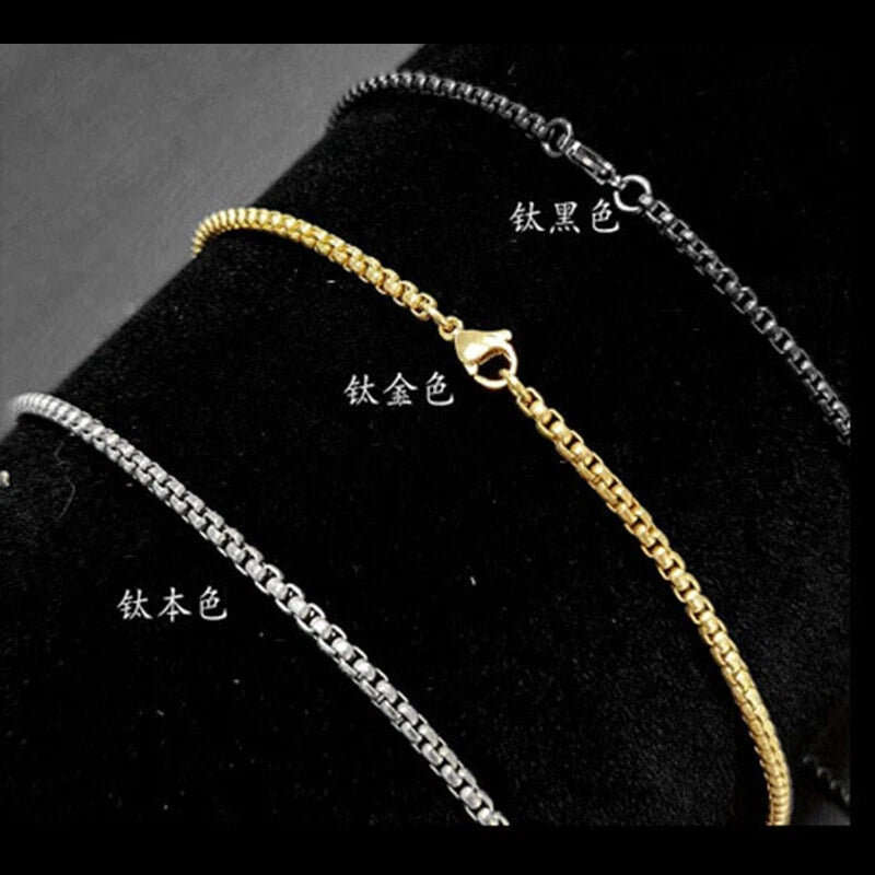 Pure Titanium 3mm Width Square Box Chain Anti-allergy Ultralight Necklace Unisex 07FC0E-D4 - KOEEK
