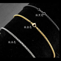 Pure Titanium 3mm Width Square Box Chain Anti-allergy Ultralight Necklace Unisex 07FC0E-D4 - KOEEK