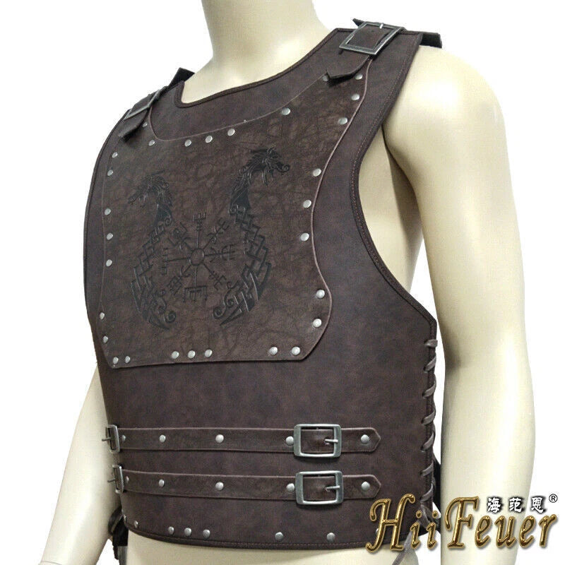 Adjustable Viking Warrior Armor Embossed Larp Outfit Medieval Vest Halloween Cos 07FC0E-D4 - KOEEK