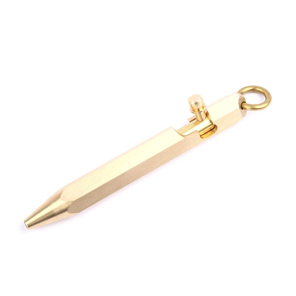 Hot Mini Handmade Six-Edg Brass Ball Pen Bolt Action Pen Pocket Keychain EDC Pen 07FC0E-D4 - KOEEK