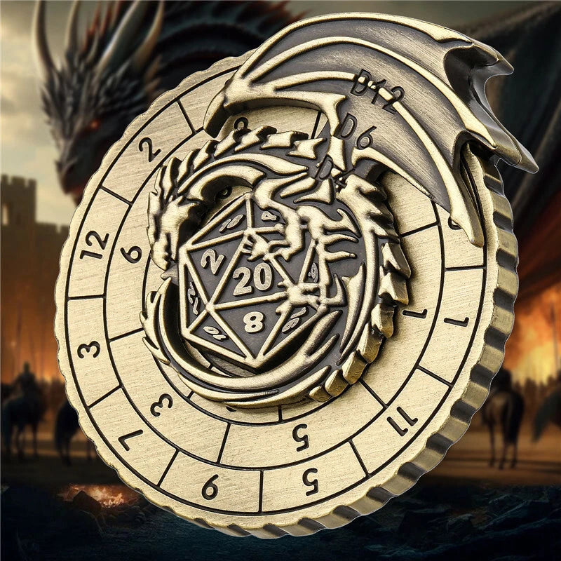 Spinner Dice 7-in-1 Metal DND Dice Set Unique Dragon Rotate D&D Dice RPG Gifts 07FC0E-D4 - KOEEK