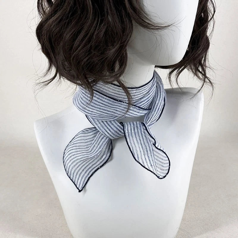 Womens  Linen Preppy Solid Necktie Thin Scarf Neckerchief Scarves Accessory 07FC0E-D4 - KOEEK