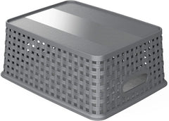 Weave Storage Organizer Baskets, Grey 6-Pack Plastic Woven Baskets 07FC0E-D4 - KOEEK