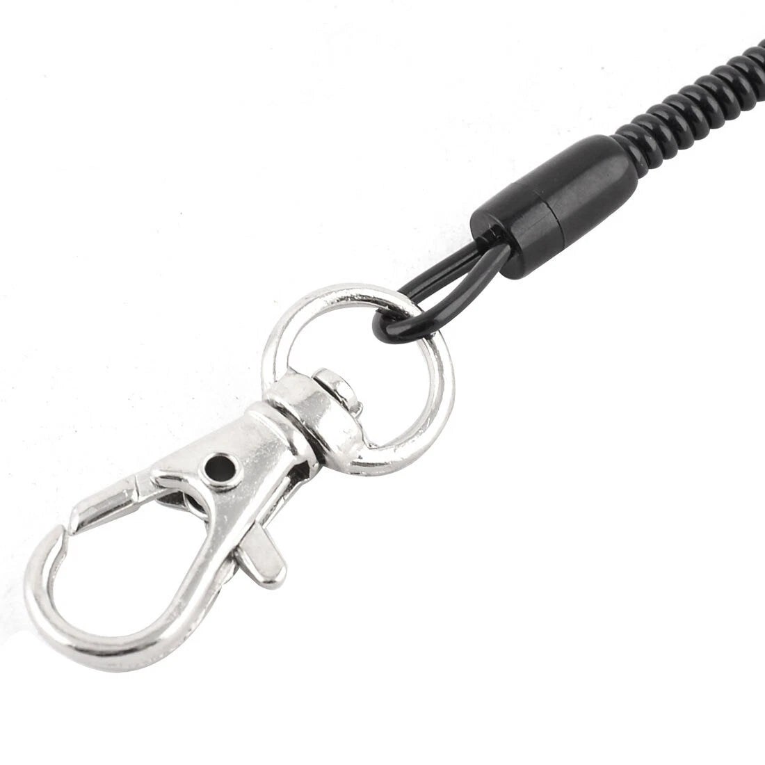 Hiking Camping Plastic Anti-lost Spring Elastic Rope Keyring Keychain Black 2pcs 07FC0E-D4 - KOEEK