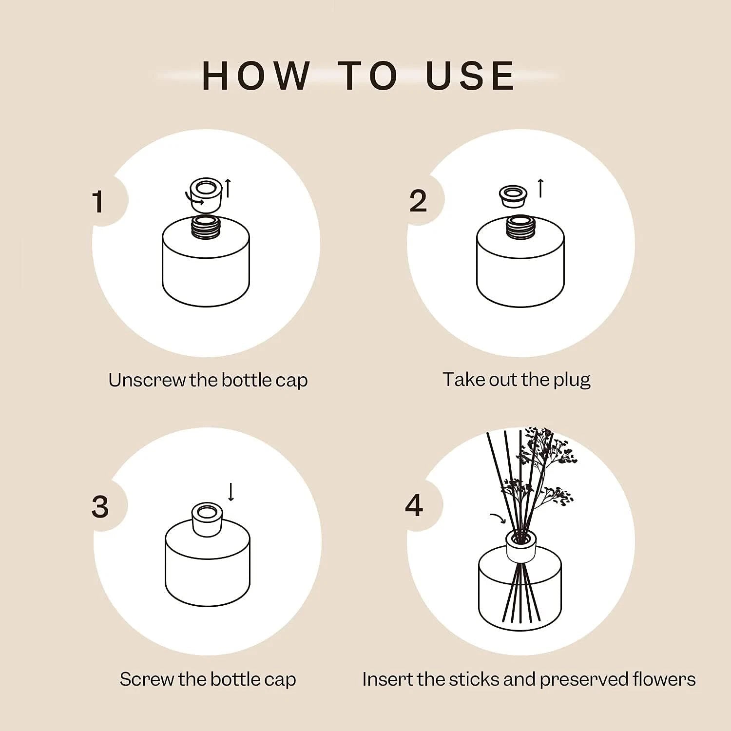Premium Reed Diffuser Set with Preserved Baby's Breath & Cotton Stick Cashmere 07FC0E-D4 - KOEEK