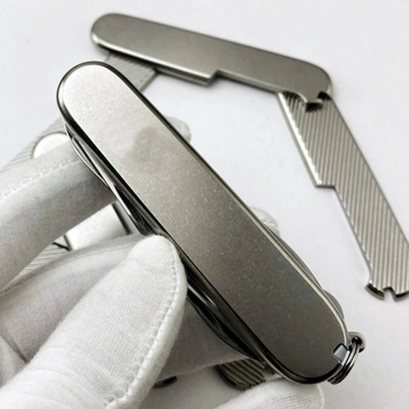 1 Pair TC4 Titanium Knife Handle Scales for 91MM Victorinox Swiss Army Knives 07FC0E-D4 - KOEEK