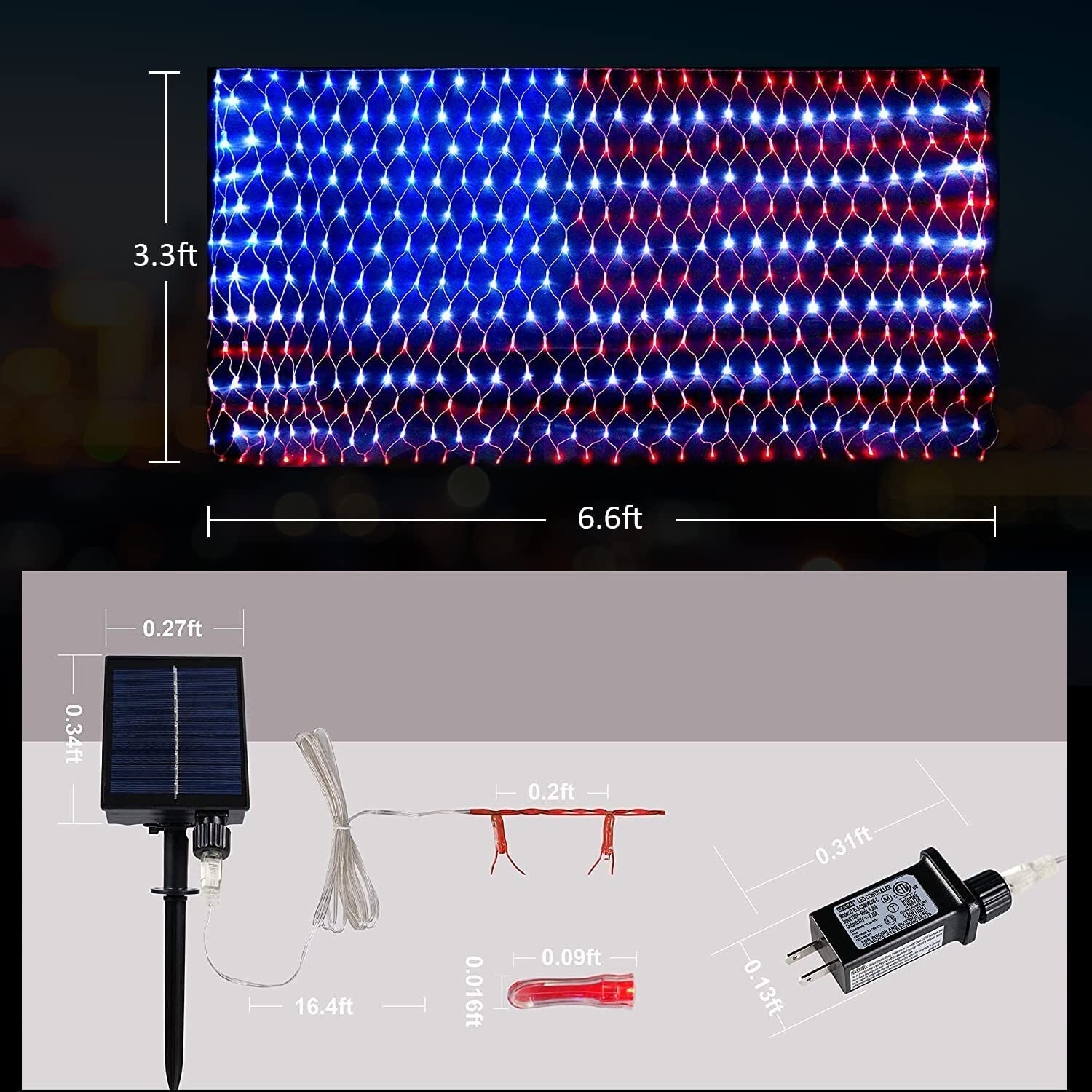 (Upgraded) Solar American Flag Lights, 2-in-1 Plug-in & Solar Powered Flag Li... 07FC0E-D4 - KOEEK