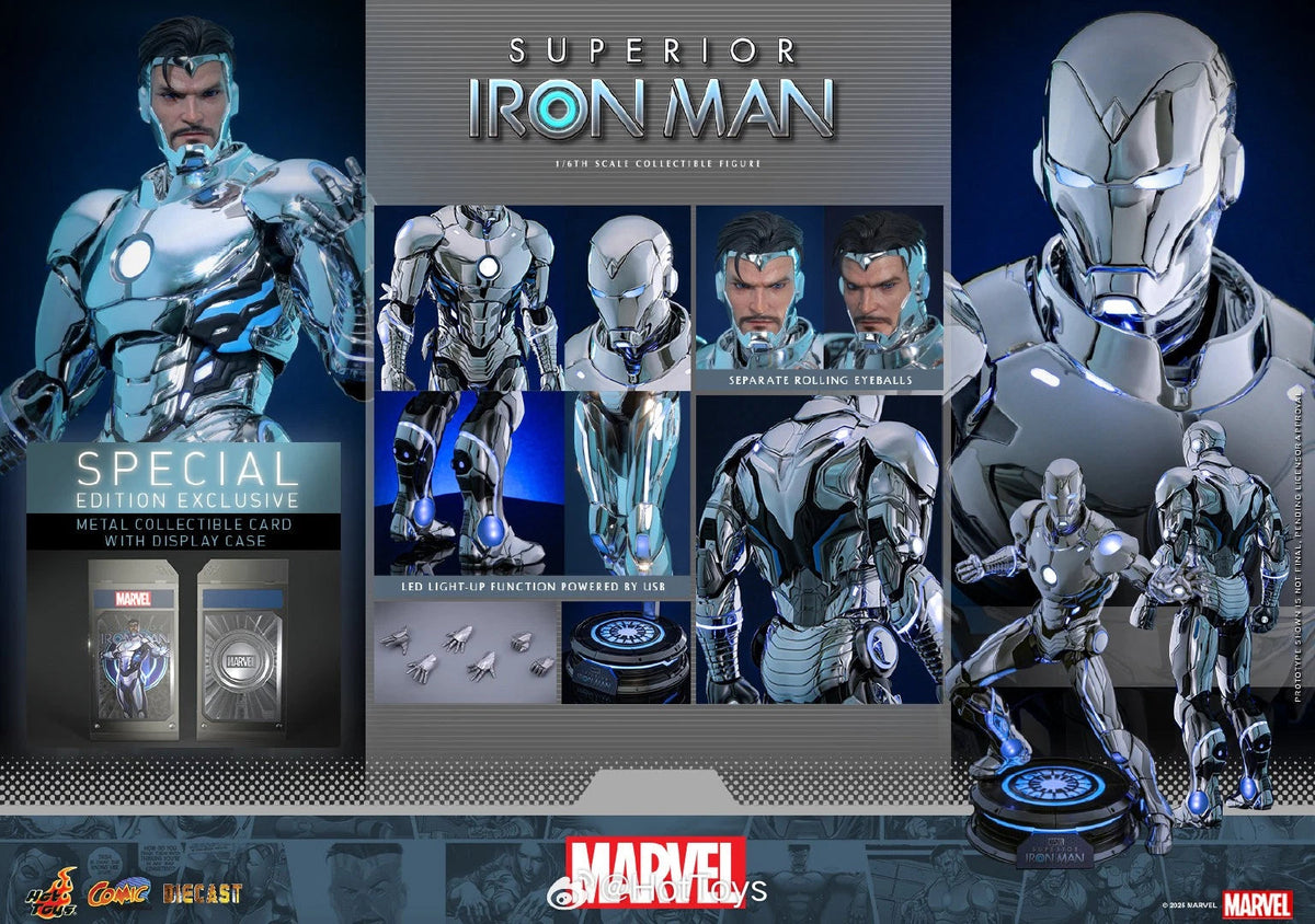 Hot Toys Marvel Comics Superior Iron Man 1/6 Diecast Electroplated Action Figure HOT_TOYS - KOEEK