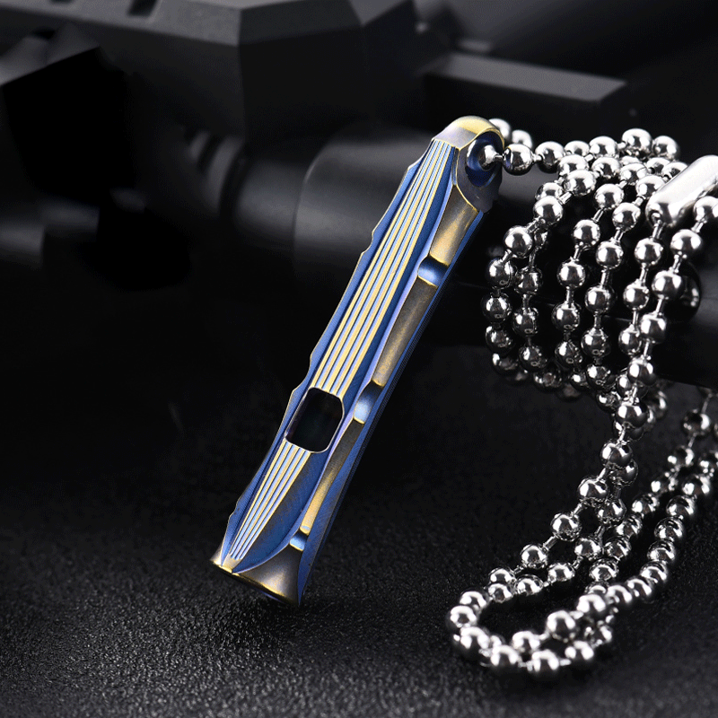 EDC Titanium Alloy Safty Whistle Pendant Necklace Keychain outdoor Hiking Tool 07FC0E-D4 - KOEEK