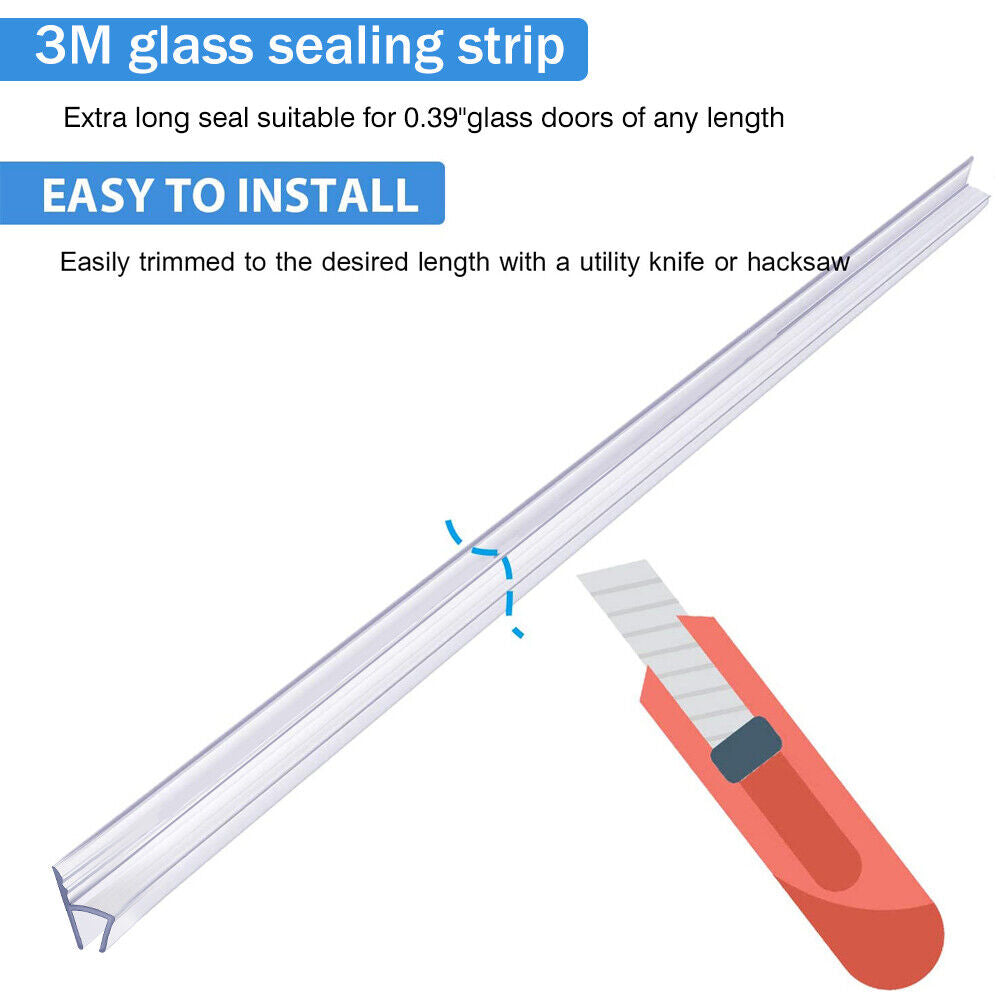 3M Frameless Glass Door H-Type Seal Strip for Shower Bottom