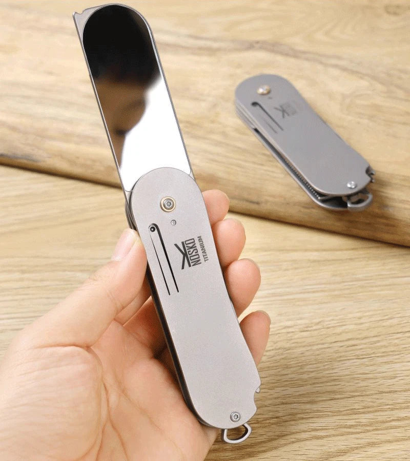 EDC Titanium Comb Folding for Beard Shaving Hair Style Pocket Carry Keychain Hot 07FC0E-D4 - KOEEK