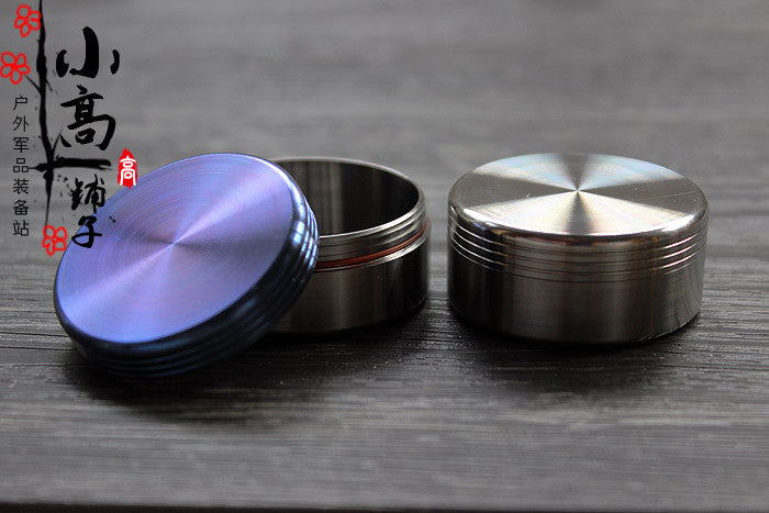 Titanium Round Waterproof Mini Pill Box Case Travel Medicine Container EDC Box 07FC0E-D4 - KOEEK
