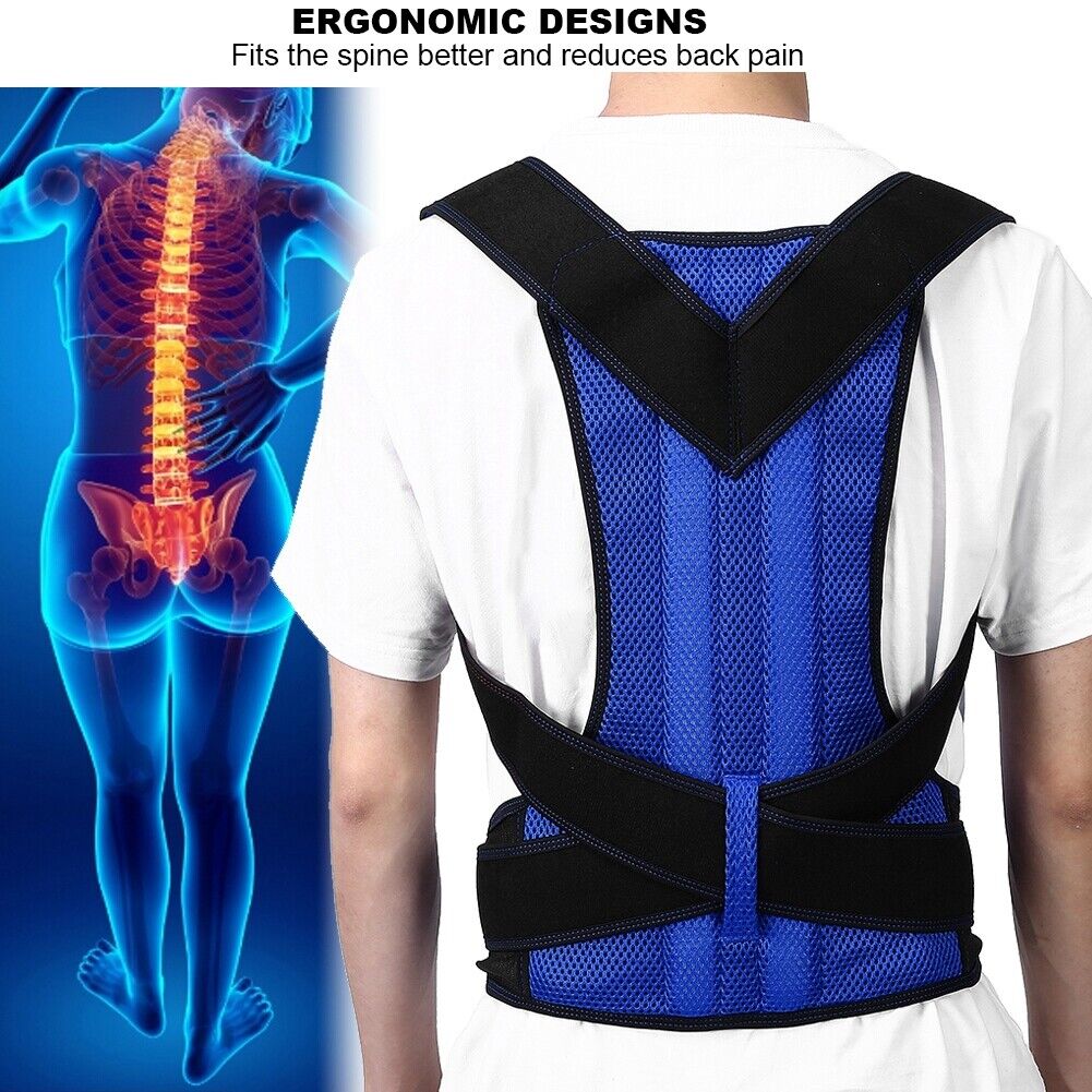 new Back Spine Posture Corrector Brace Hunchback Correction Belt(3XL Blue) HGF koeek - KOEEK