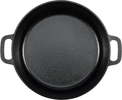 Round Pre-Seasoned Cast Iron Dutch Oven Pan with Lid and Double Handle, Black 07FC0E-D4 - KOEEK