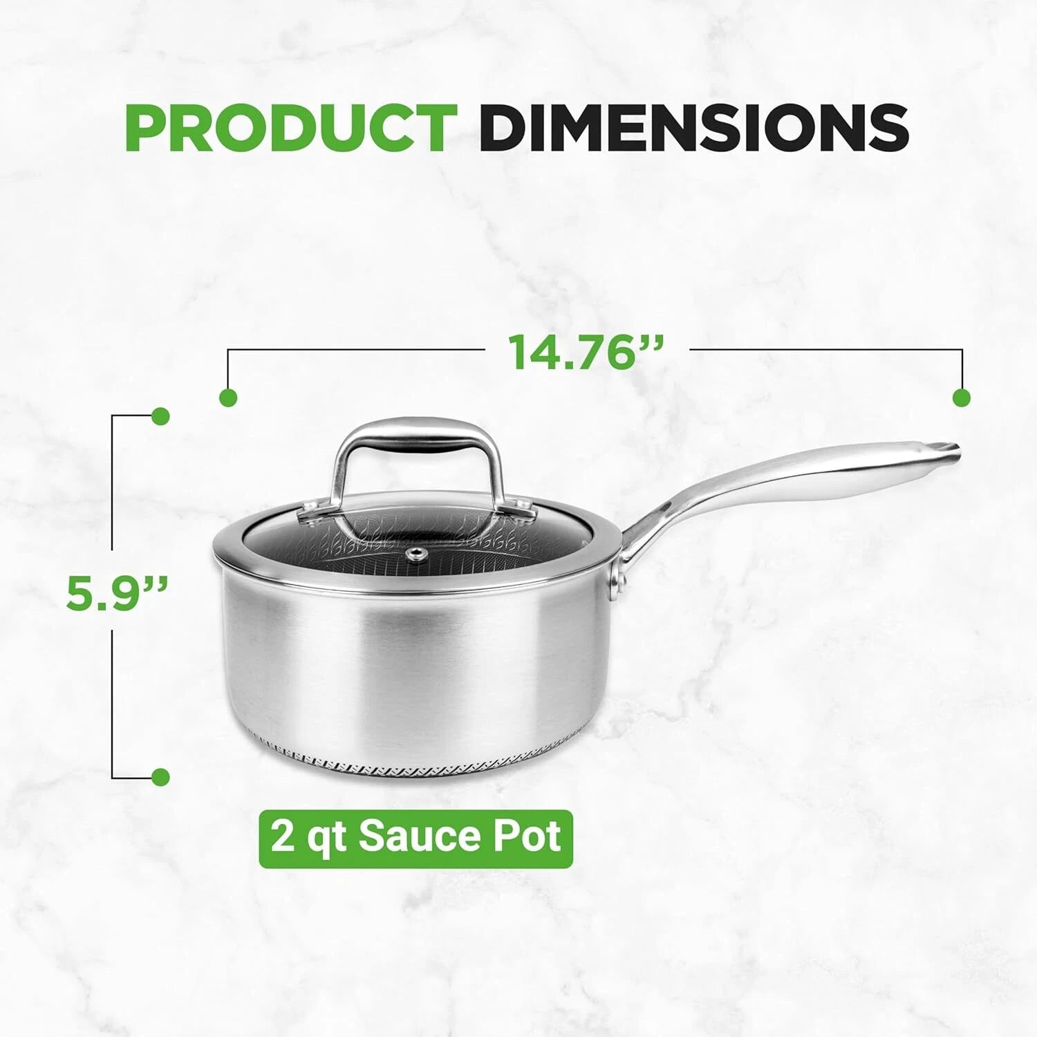 2 QT Stainless Steel Sauce Kettle - 3-in-1 Kitchen Sauce Kettle with Glass Lid 07FC0E-D4 - KOEEK