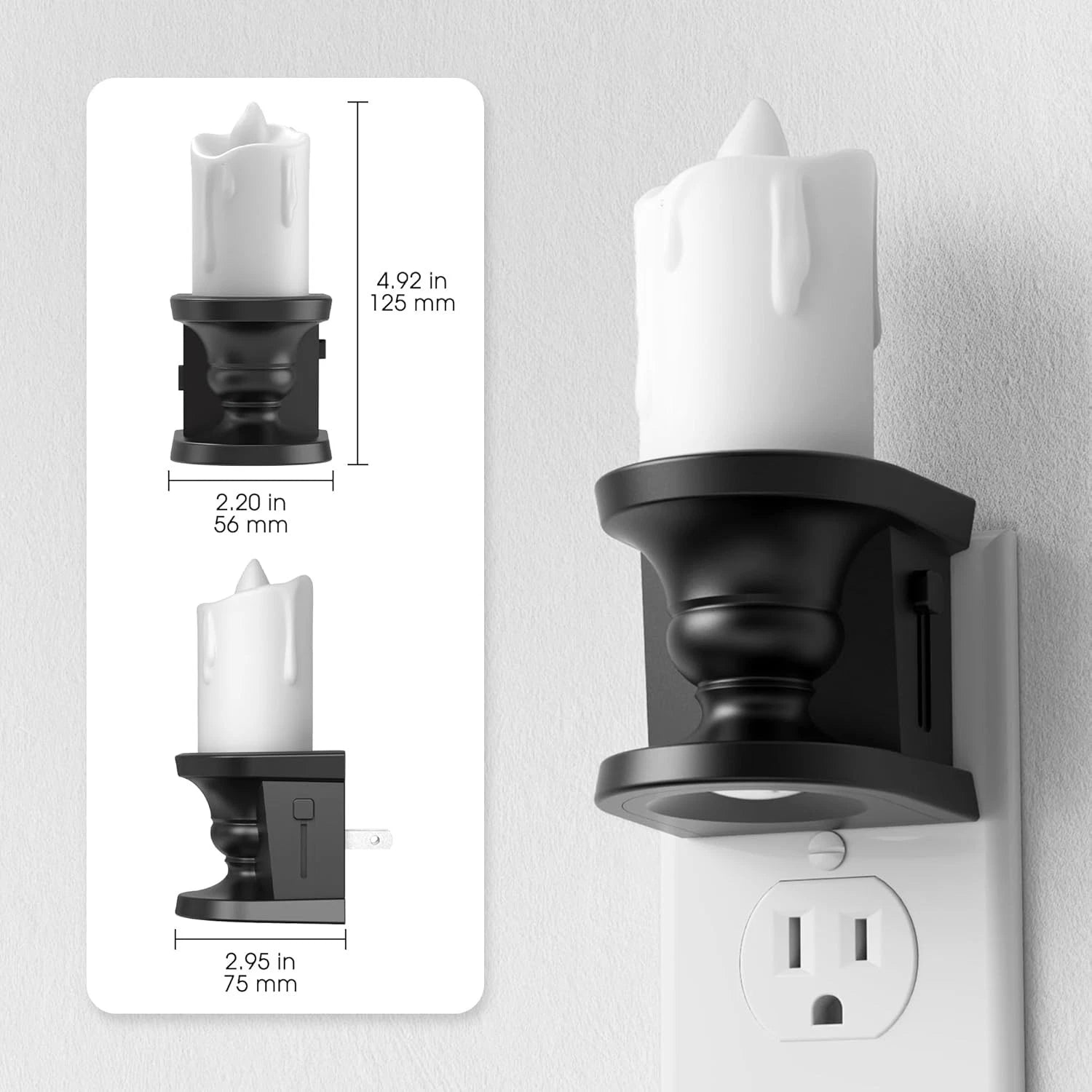 Flameless Candle Night Light, 2-Pack, Plug-In Night Light 07FC0E-D4 - KOEEK