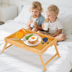 new 2 Pack The Bamboo Bed Breakfast Tray With Foldable Legs Color is Log 07FC0E-D4 - KOEEK