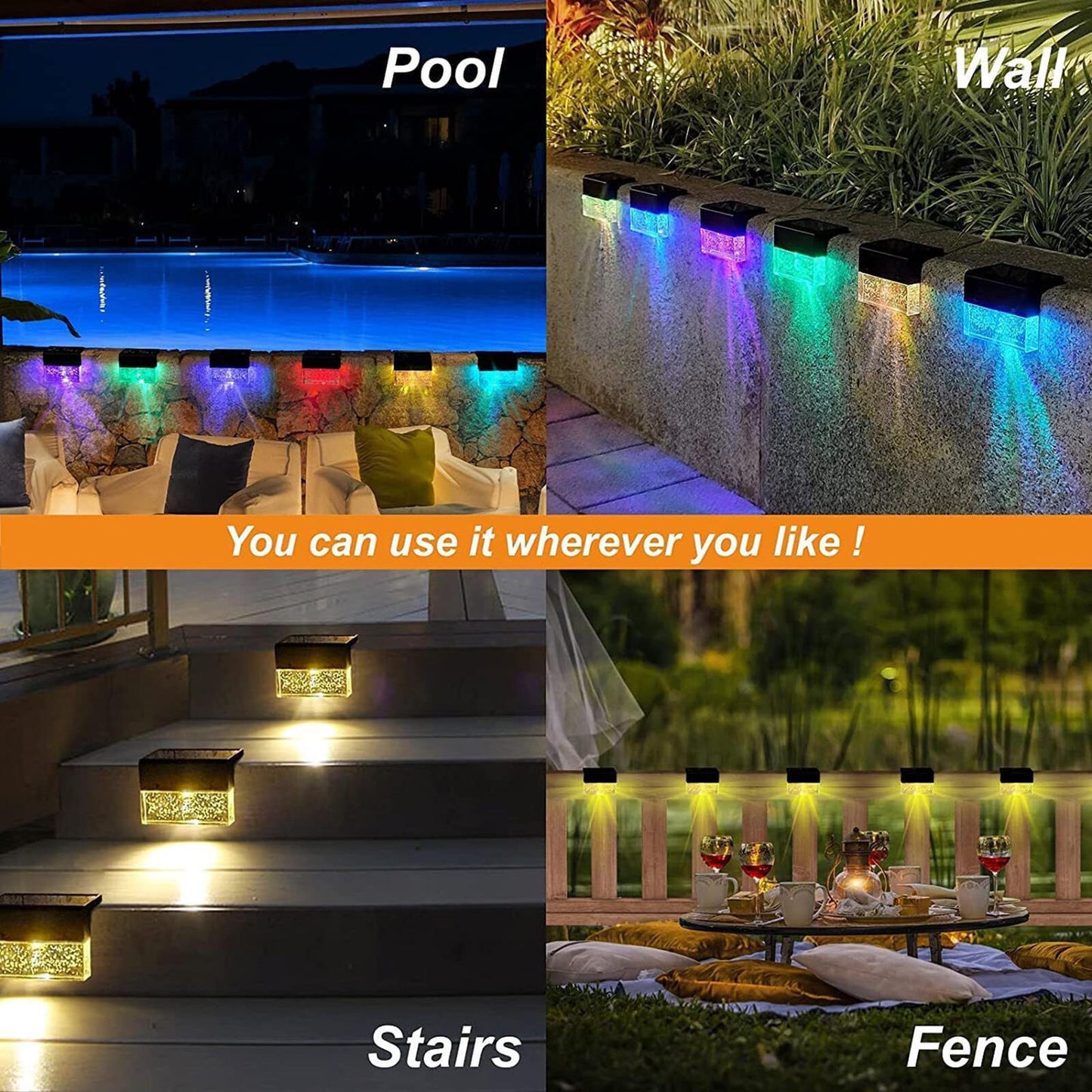 new Solar Deck Lights Colorful Waterproof Outdoor Solar Lights Solar Garden Lights koeek - KOEEK