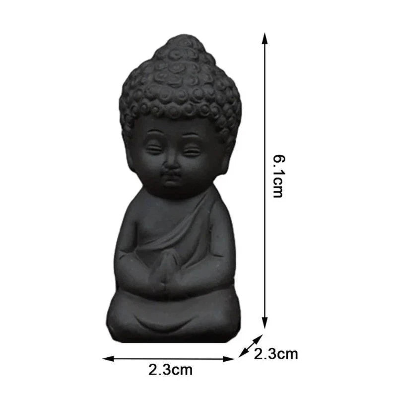 6.1cm Purple Clay Handcarved Meditating Buddha Statue Zen Monk Tea Pet Ornament 07FC0E-D4 - KOEEK