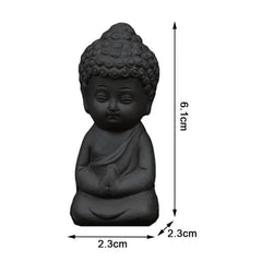 6.1cm Purple Clay Handcarved Meditating Buddha Statue Zen Monk Tea Pet Ornament 07FC0E-D4 - KOEEK