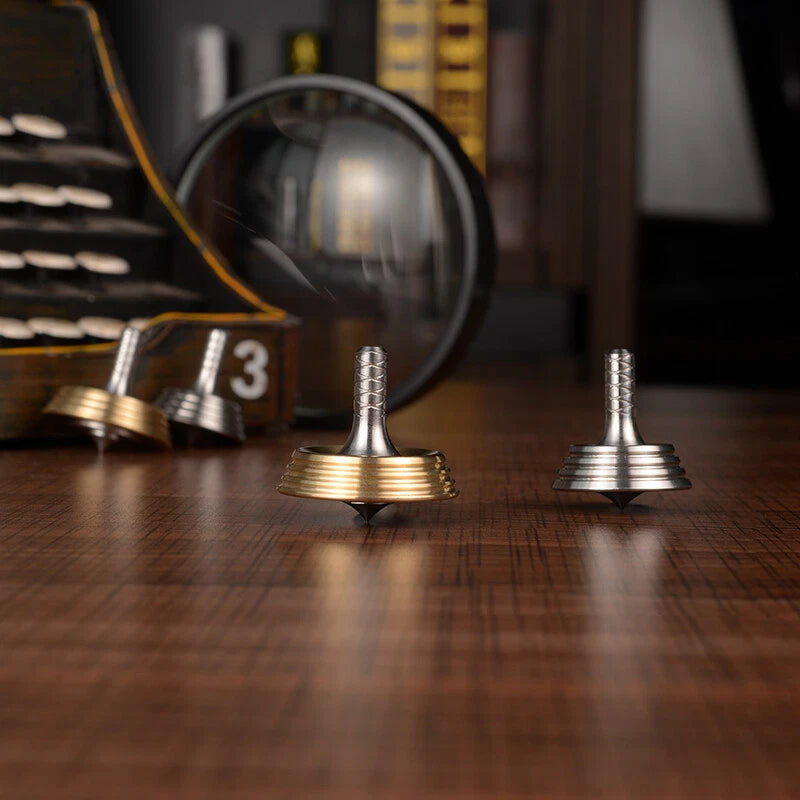 Spinning Top Finger Spinner CNC Stainless Steel Brass Fidget Toy EDC Gift 07FC0E-D4 - KOEEK