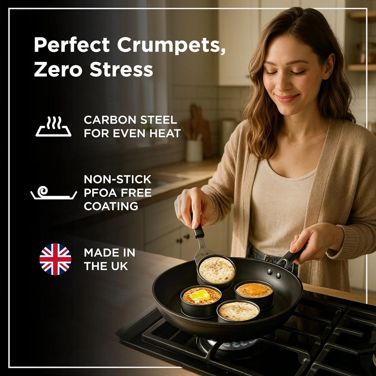 Crumpet Rings Nonstick 3.5 inch - English Muffin Rings 07FC0E-D4 - KOEEK