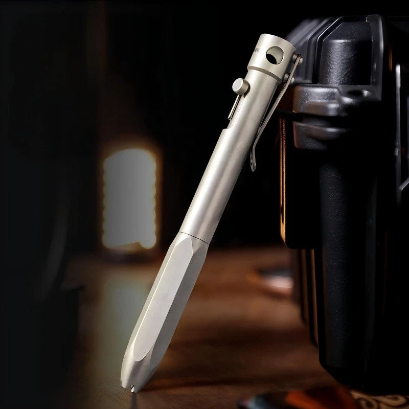 EDC Titanium Ballpoint Pen Signature Writing Pen Multifunction with Lanyard 07FC0E-D4 - KOEEK