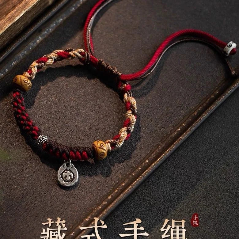 Handmade Tibetan Rope Bracelet Lamu Style Unisex Cotton Cord Ethnic Jewelry 07FC0E-D4 - KOEEK