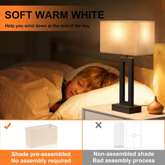 Bedroom Bedside Lamp - Touch Control, 3-Way Dimmable, LED Bulb, Easy Assembly 07FC0E-D4 - KOEEK