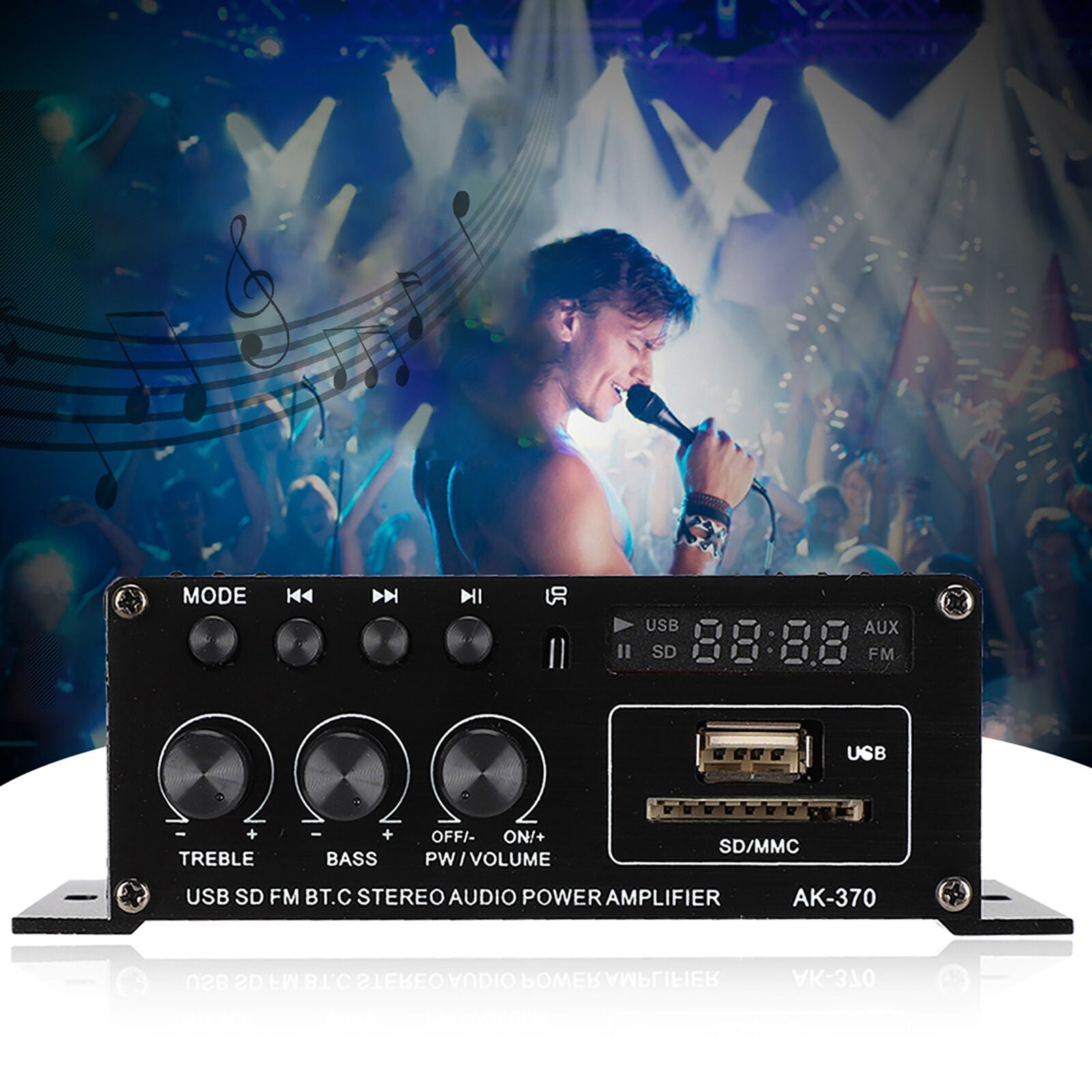 new Household HiFi Power Amplifier With LED Screen 12V Aluminum Alloy Power koeek - KOEEK