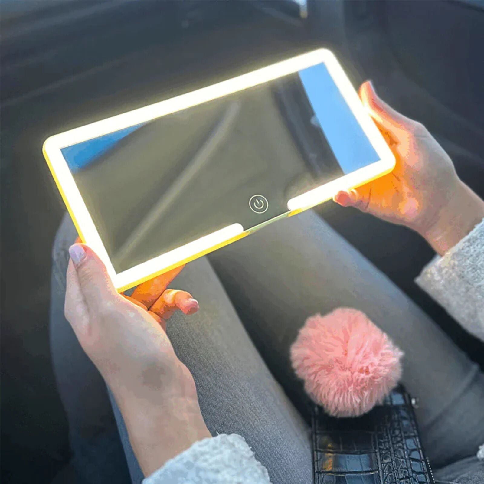 new Car Sun Visor Vanity Mirror 60LEDs Light Makeup Mirror with 3 Modes Rechargeable koeek - KOEEK