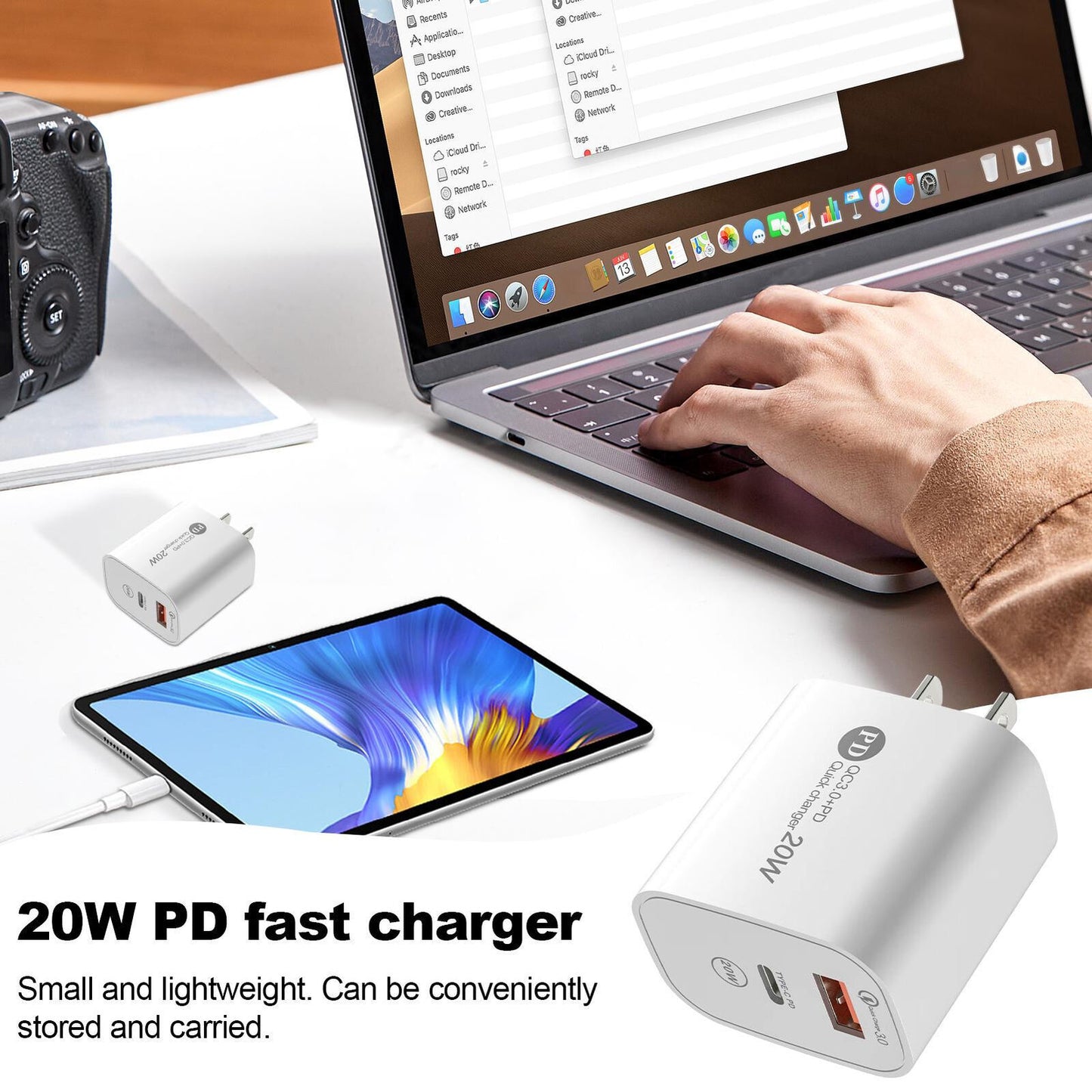 new PD20W USB A and Type C Fast Charging Block Double USB Plug QC3.0 Power Cube koeek - KOEEK