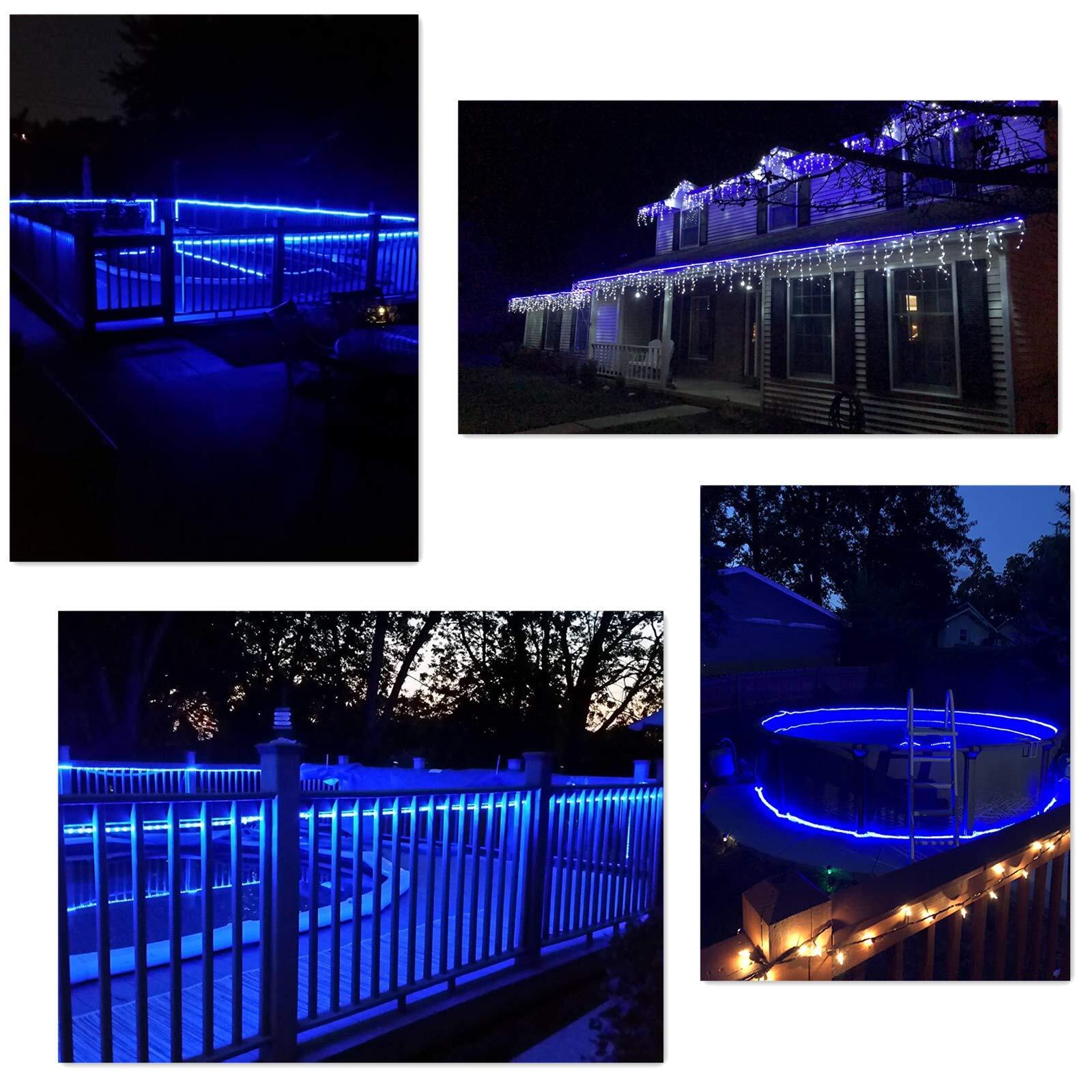 100ft Blue Led Rope Lights Outdoor String Lights Waterproof Decorative Lighting