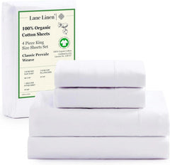 Organic Cotton King Size Sheet Set, Soft and Breathable King Size Sheets 07FC0E-D4 - KOEEK