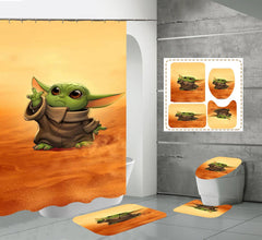 Bathroom Baby Yoda Mandalorian Waterproof Shower Curtain Non-slip Mat Toilet Mat 07FC0E-D4 - KOEEK