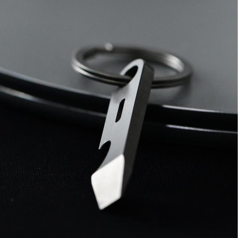 Titanium Keychain Pry Bar Crowbar Bottle Opener Ruler with Titanium Key Ring EDC 07FC0E-D4 - KOEEK