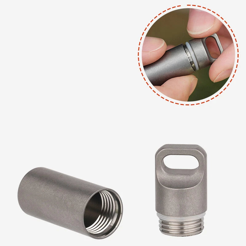 Titanium Pill Case Portable Keychain Waterproof Pill Holder Container Organizer 07FC0E-D4 - KOEEK